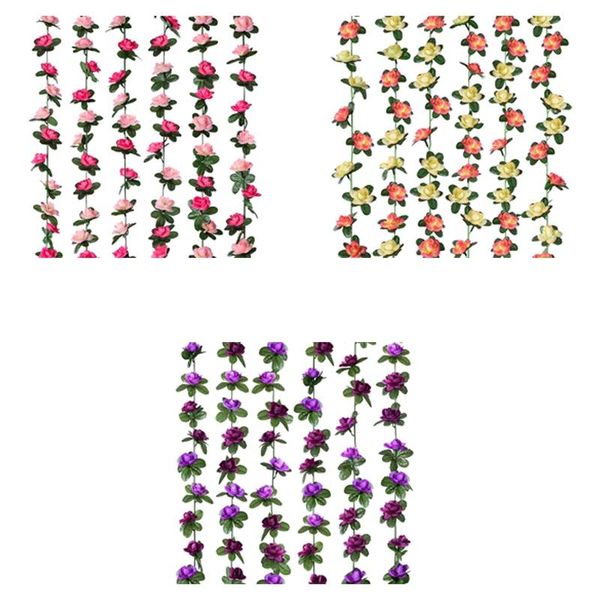

decorative flowers & wreaths 6 pack artificial rose garland - 7.9ft/strand fake vine flower garlands hanging plants for home decoration
