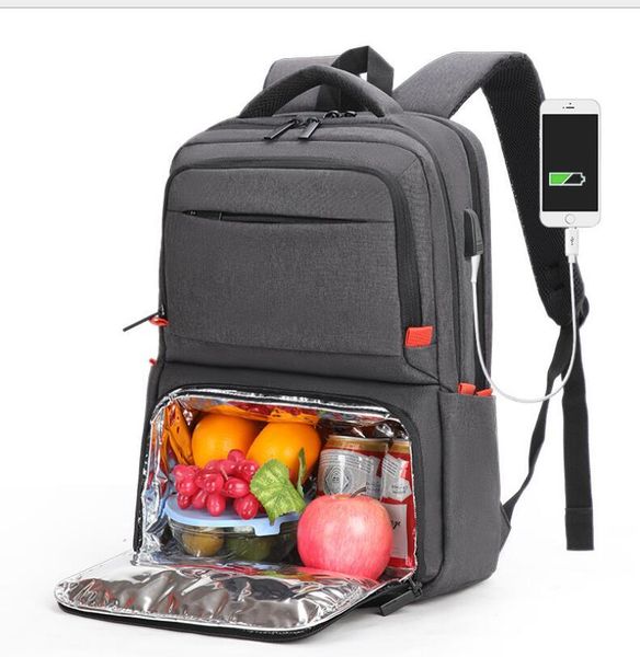 

backpack men 15.6 inch lapwith lunch bag rucksack picnic insulation