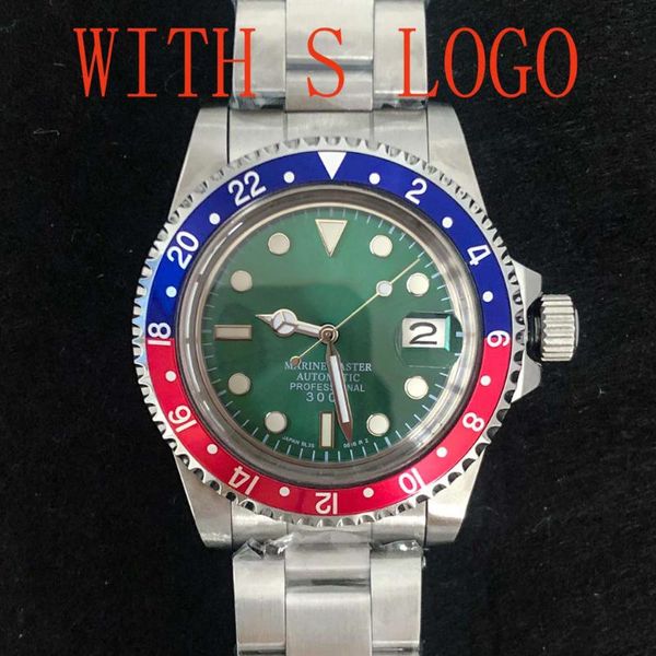 

wristwatches automatic men's watch 39.5mm acrylic glass 316l stainless steel strap green luminous aluminum bezel japan nh35 movement q1, Slivery;brown