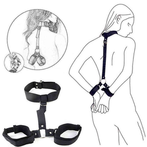 Nxy Bondage Brinquedos sexuais para casais Jogos Adultos Mulheres Eróticas Pescoço Escravo Algemas Nylon BDSM Cabeeiros Crack Fetish Products 1211