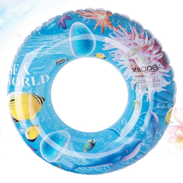 

life vest & buoy 1pc inflatable thickened pvc swimming ring for adults kids water paddling accessories 90cm (blue)