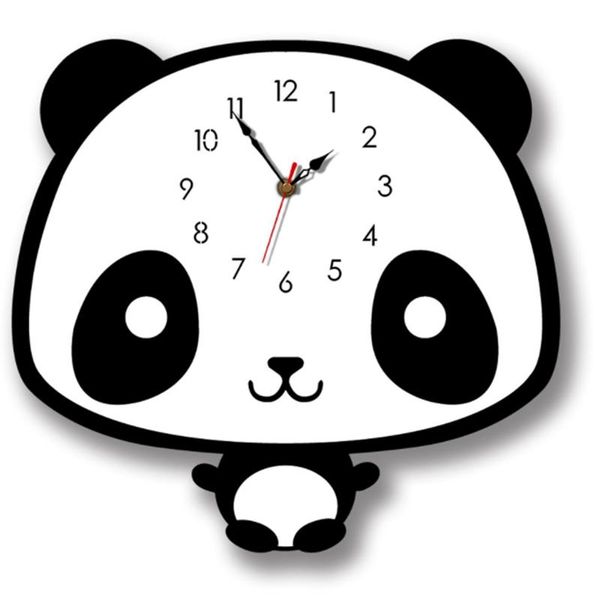 

nordic style panda wall clock silent wooden for home living room clocks