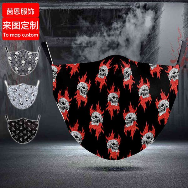 

high-quality s zombie skull halloween big head sticker 3d digital printing mask