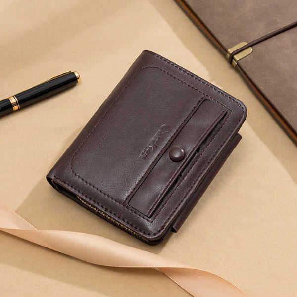 

carren men's 30% off short wallet multifunctional pu wallet zipper, Black