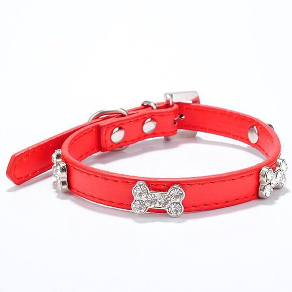 

dog collars & leashes cute puppy buckle rhinestone cool pet neck strap crystal pu leather collar