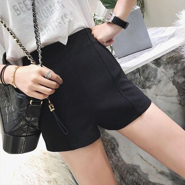 

women's shorts womens solid regular large size loose high waist zipper korean female elegant trendy casual soft breathable, White;black