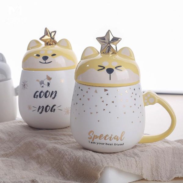 

mugs creative cartoon cute bear with cap ceramic cup couple coffee dog round mark water