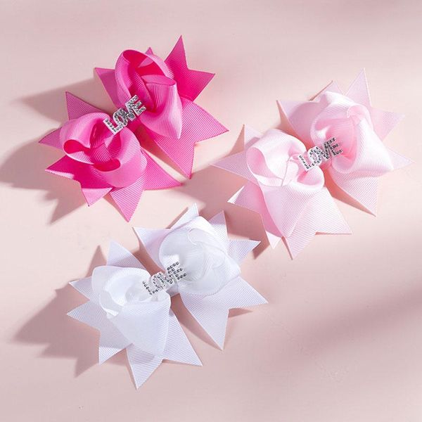 

hair accessories baby kids solid color love bowknots clips turban children girl barrettes headwear fashion, Slivery;white