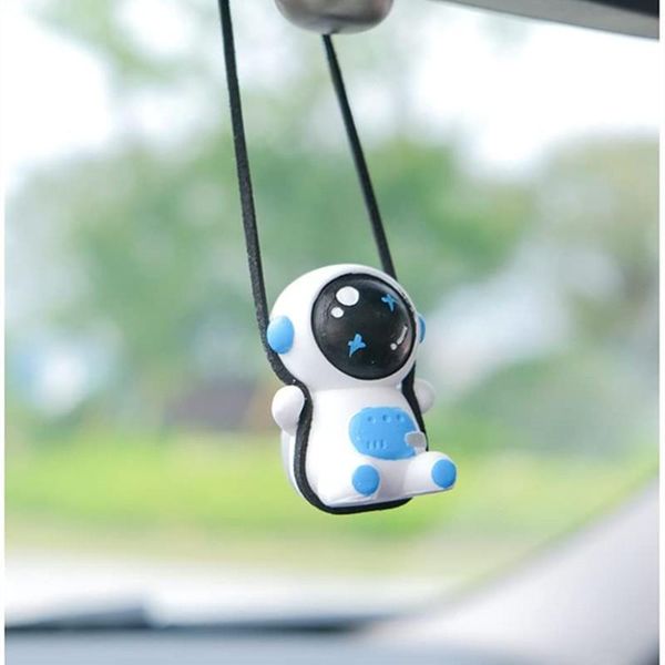 

decorative objects & figurines swing astronaut shaped car pendant cartoon rear view mirror hanging ornaments home room decor accessories