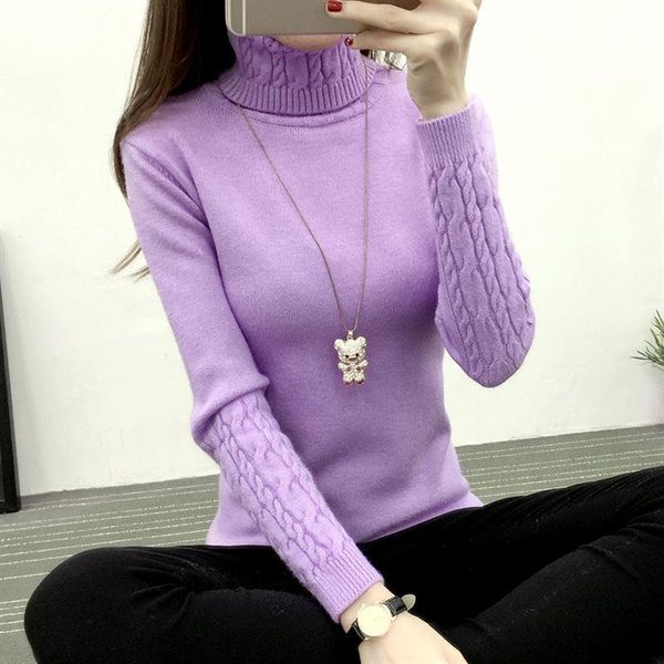 

women's sweaters thicken warm knitting and pullovers for women 2021 winter casual elastic turtleneck knitwear female jumper tricot, White;black