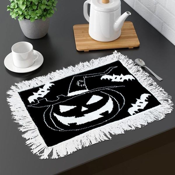 

mats & pads halloween placemats decorative washable pumpkin bat table with fringe for kitchen decoration
