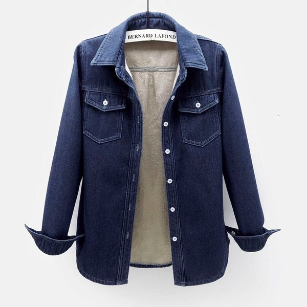 

women's cape autumn vintage denim shirt women korean long sleeve thick warm slim solid blouse ladies plus size clothing 3xl, Black