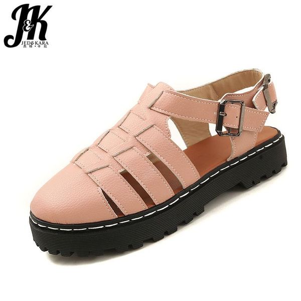 

dress shoes jk 2021 summer buckle strap sandals women platform gladiator ladies round toe slingbacks fashion female footwear, Black