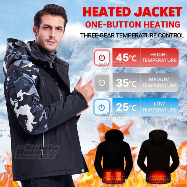 

men's down & parkas winter men electric heated jackets usb heating vest sprots jacket motorcycle moto warm outdoor coat l-10xl, Black