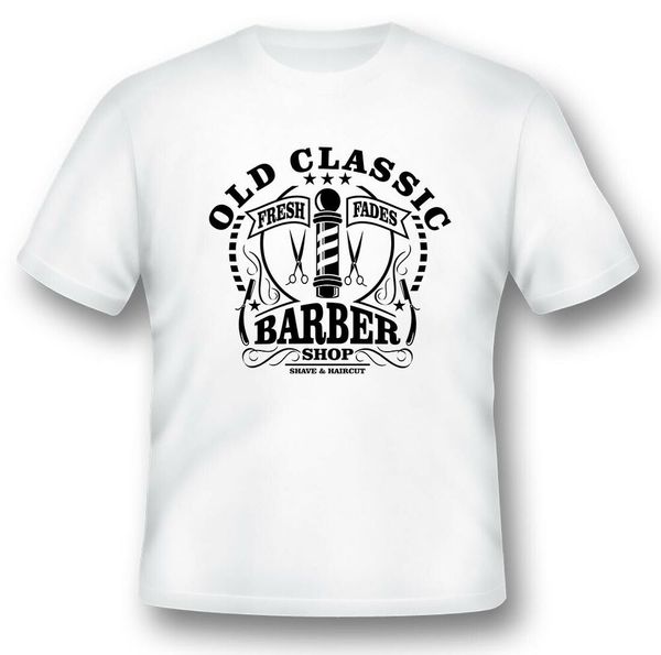 

old classic barber shop black or white tee shirt, White;black