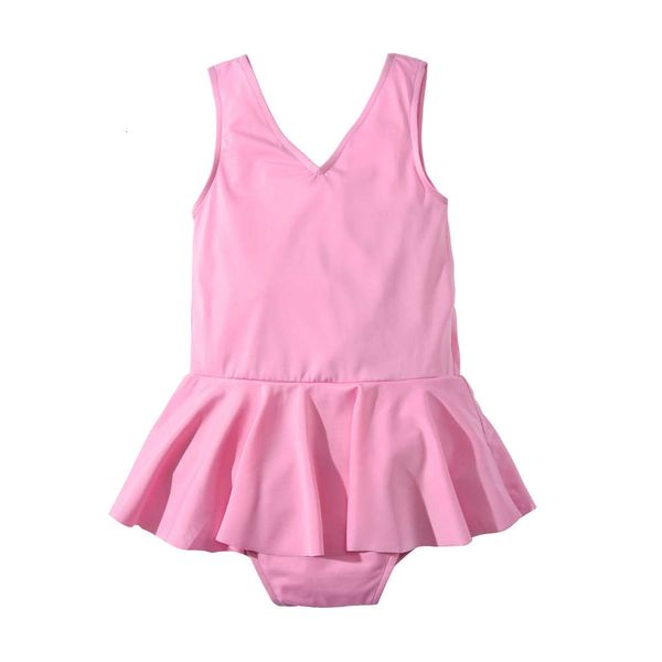 

children's suit 19 year children's solid skirt girl's bow one piece swimsuit, Black