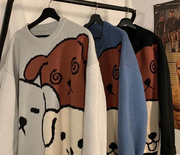 

men's sweaters sweater men harajuku anime hip hop streetwear clothing spandex pullover o-neck oversize fashion casual couple male, White;black