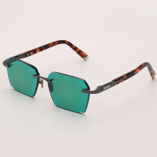 

design sunglasses glass male rimless men green stone polygon anti scratch oversize frame q1mt, White;black