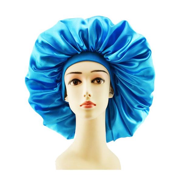 

plus size satin silky bonnet sleep night cap waterproof head cover hat for curly springy hair shower caps tb sale