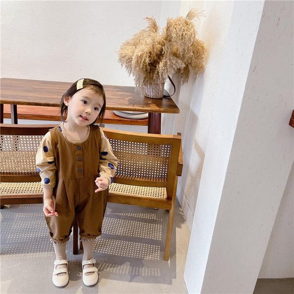 

trousers 7269 children pants korean spring and autumn 2021 boy kids strap baby girl's 9-point 1-7t girls cargo, Blue