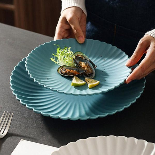 

dishes & plates fancity home creative chrysanthemum pattern nordic tableware household plate rice vegetable afternoon tea dim sum