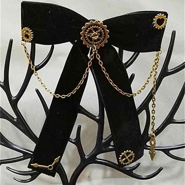 Steampunk Bow Gravata Gravata Industrial Victorian Lolita Punk Engrenagem Bowknot Broche para Blusa Acessório