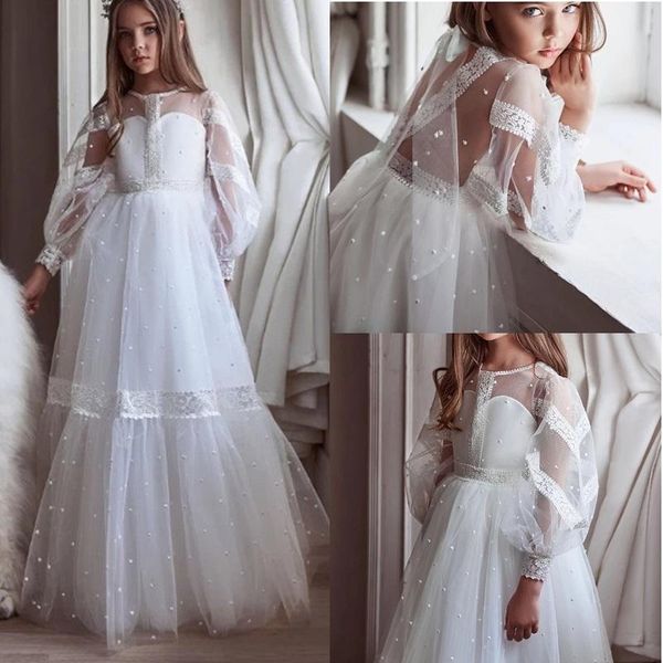 

girl's dresses white lace flower girl for wedding jewel neck a line toddler pageant gowns sweep train tulle kids birthday customes, Red;yellow