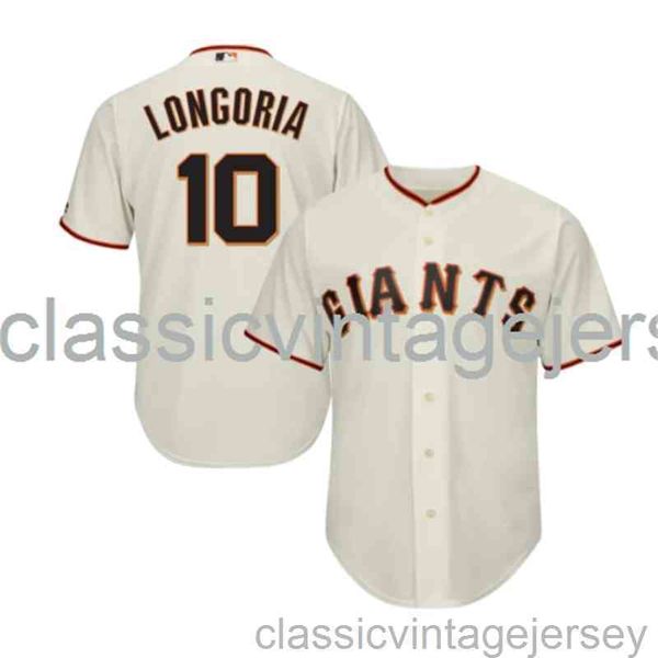 Maglia da baseball crema Evan Longoria San # 10 Francisco XS-6XL maglia da baseball da uomo donna giovanile cucita