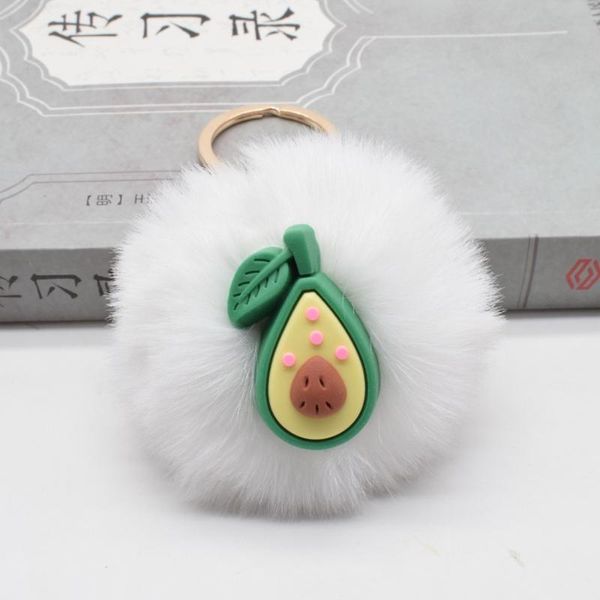 

keychains korean version of ins mini fruit hair ball key chain bag pendant female luggage clothing accessories car gift wholesale, Silver