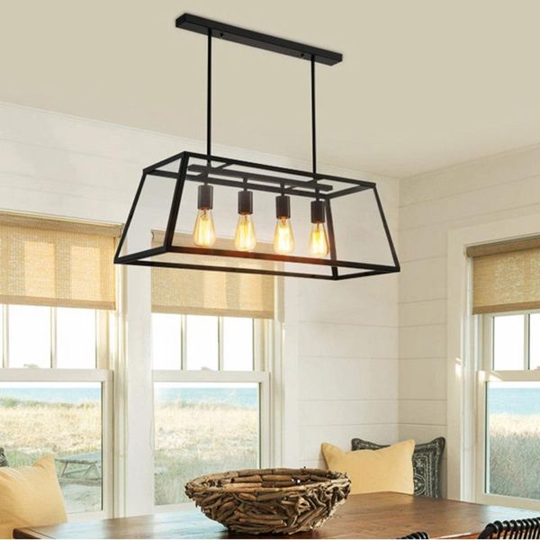 

pendant lamps american post-modern minimalist creative edison industrial style wrought iron retro square four-head glass box light e27