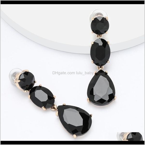 

charm jewelry drop delivery 2021 simple wind round water drop-shaped glass diamond geometric female eye-catching earrings street snap dwo9v, Golden