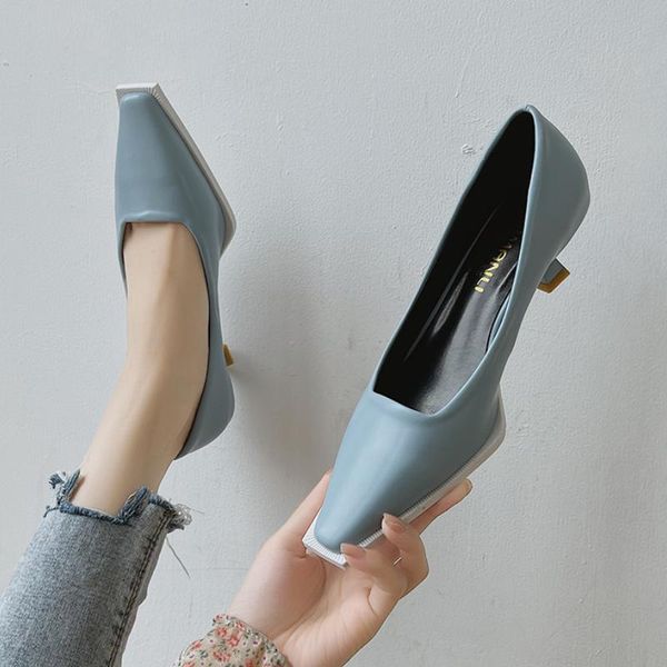 

dress shoes 2021 s women designer fashion heels leather casual woman shallow mouth comfort, Black