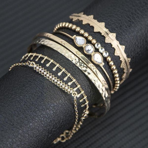 

charm bracelets 2021 fashion simple metal wind bracelet combination and double wear couple male style female g7d0, Golden;silver