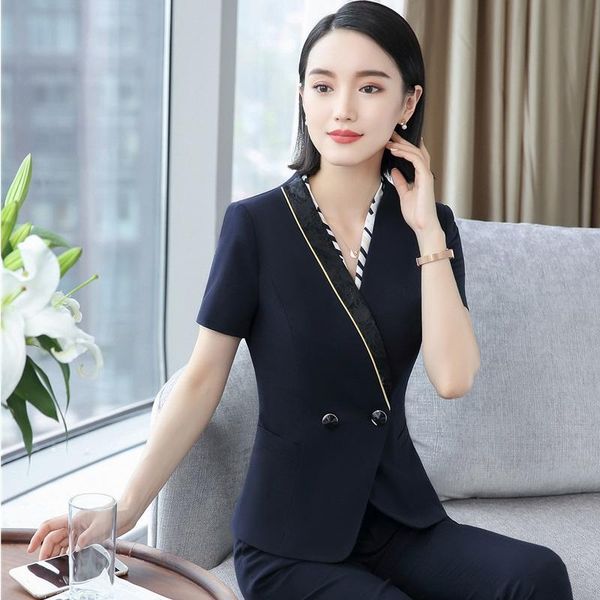 

uniform designs short sleeve summer blazers & jackets coat for women business work wear beauty salon blazer outwear women's suits, White;black