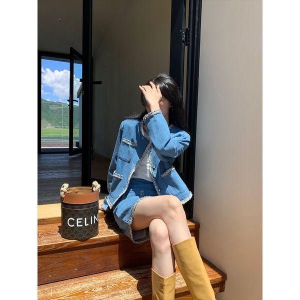 

luxury women's short coatinterpretation of beauty open casual fashion small fragrance denim et women's autumn 93081 8 / 2 20:00, Black;brown