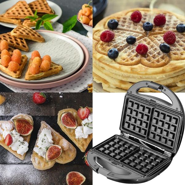 

in 1 multifunction electric sandwich bubble waffle pancake donut stainless steel kitchen breakfast machine eu plug skillets