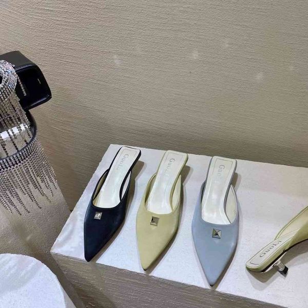 

slippers fashion women pointed toe slip on slides casual summer elegant flip flops ladies party pumps shoes mules size 35-39 tk5m, Black