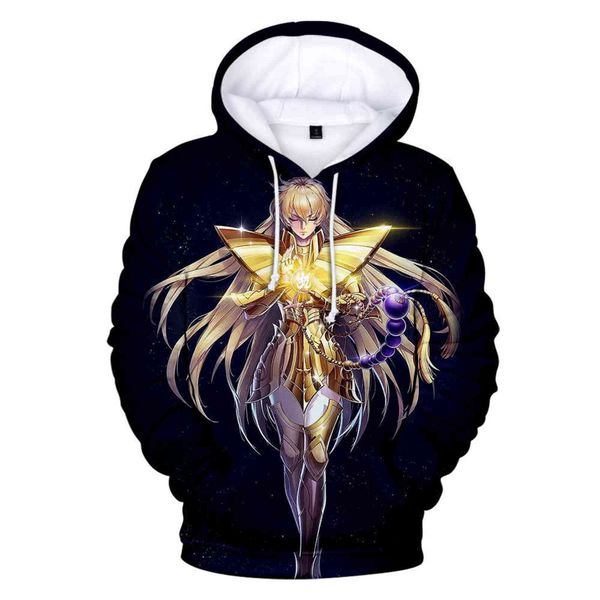 

2021 saint seiya 3d printed hoodie sweatshirts fashion cartoon knights of the zodiac pullover men women casual hoodies, Black