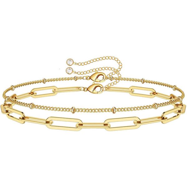 

,bracelet women's exquisite gold double layer cable looper geometric extendable jewelry small bracelet gift, Golden;silver