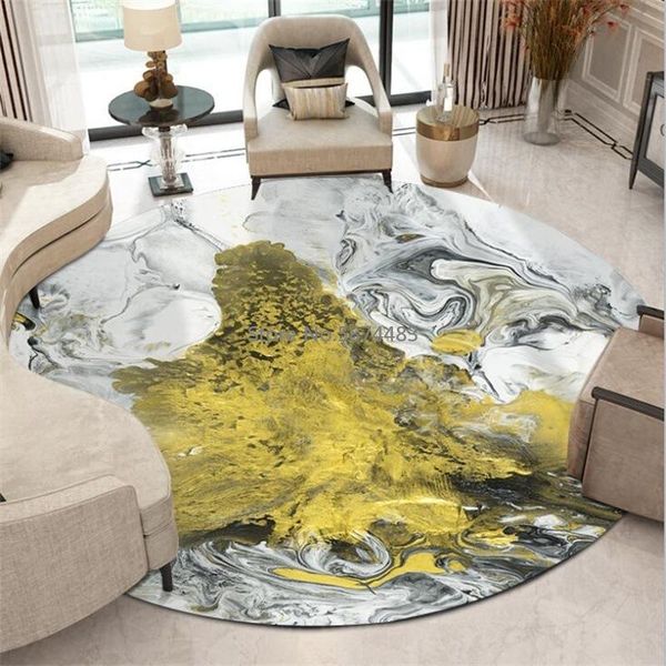 

carpets 200cm modern abstract black and white gold ink oil painting living room bedroom hanging basket chair round floor mat carpet