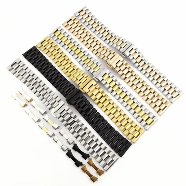 

watch bands 10/12/13/14/15/16/17/18/19/20/21/22mm band strap stainless steel watchband bracelet with hollow arc interface, Black;brown