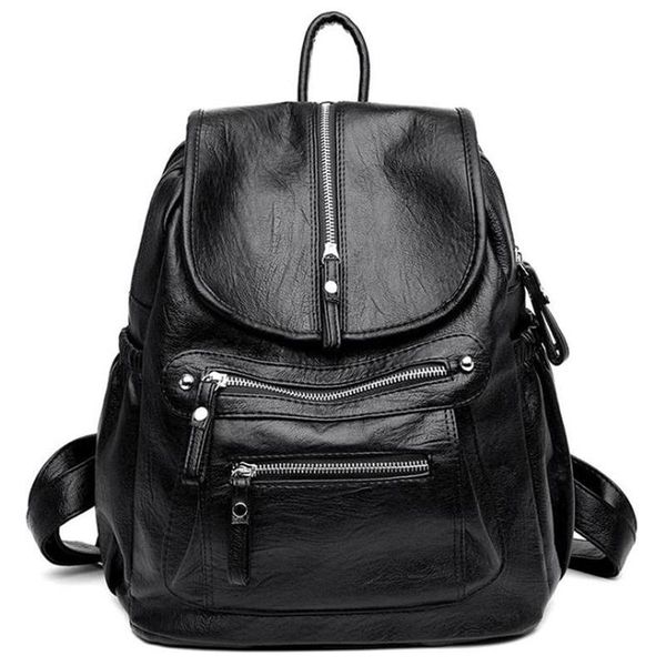 

fashion wild casual soft leather ladies travel backpack leisure bag textured duffel bags
