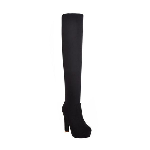 

boots qplyxcosize 34-46 2021 women fashion over the knee thick heel shoes platform winter thigh high, Black