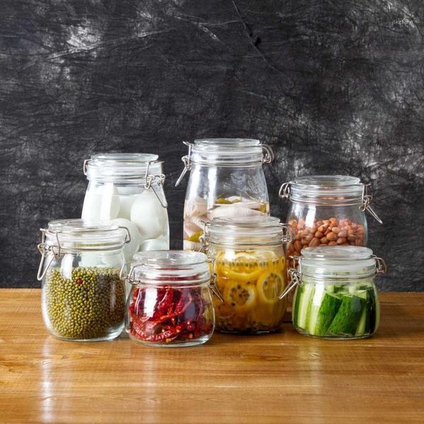 

storage bottles & jars 1pc kitchen glass containers wine pickle jar pot transparent food bottle seal plug clear container