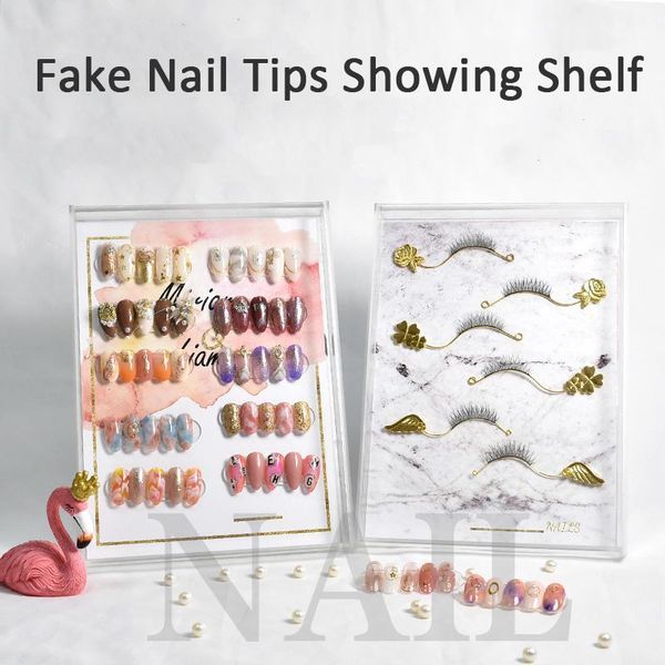 

acrylic nail gel display stand storage box fake tips color holder art decoration magnet board1, Red;gold