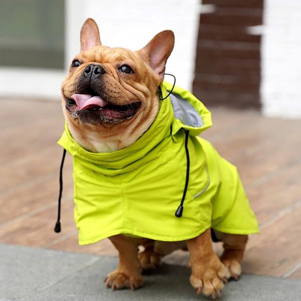 

dog apparel waterproof nylon cloth high collar detachable hat golden hair poncho adjustable middle and large big raincoat