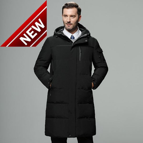 

2018 new fashion autumn winter outwear down jacket men windproof waterproof duck parka male x-long thick warm coat m-5xl, Black