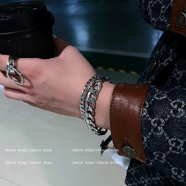 

link, chain hip-hop men cuban bracelet ins simple jewerly for women allory making supplier wholesale bulk drop gift, Black