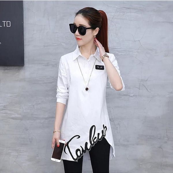 

long sleeve embroidery spring womens shirt fashion wild plus size clothing k5, White