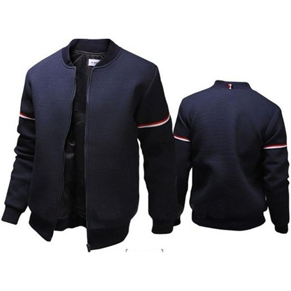 

men's jackets 2021 stand collar bomber long sleeve slim striped designed mens jacket coat korean style veste homme sportswear, Black;brown